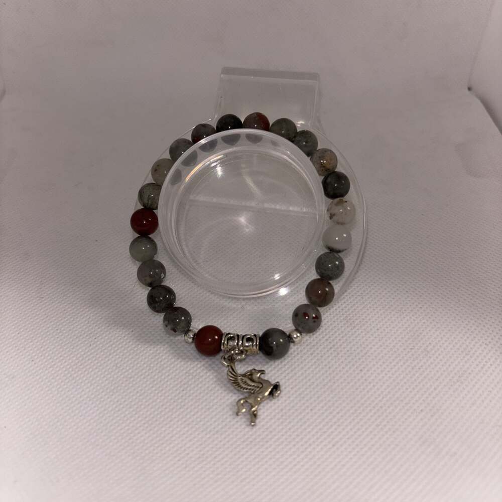 Natural African Bloodstone Beaded Stretch Bracelet
